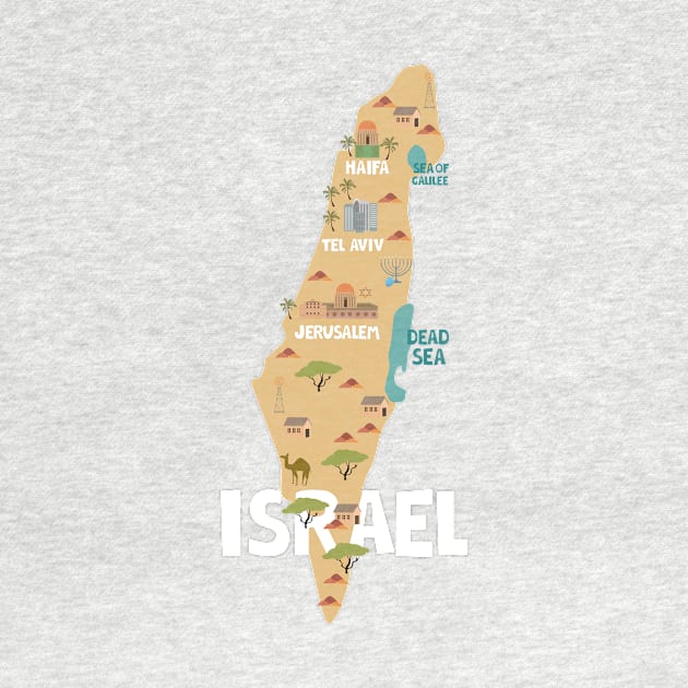 Israel Illustrated Map by JunkyDotCom